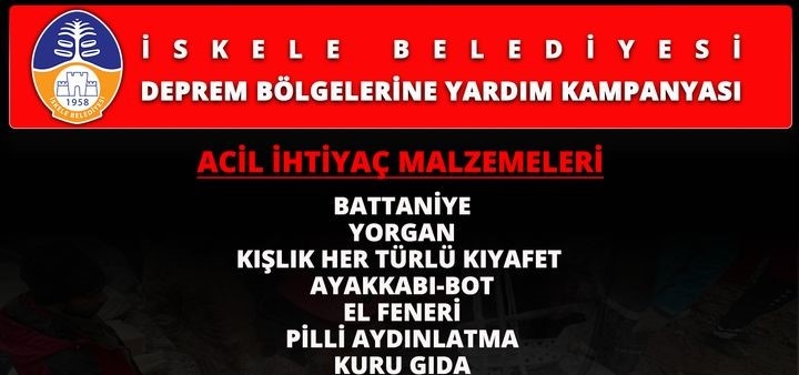 İskele Belediyesi deprem bölgelerine yardım kampanyası başlattı!